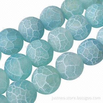 4 to 18mm round frosted aqua agate semi-precious loose gemstone beads